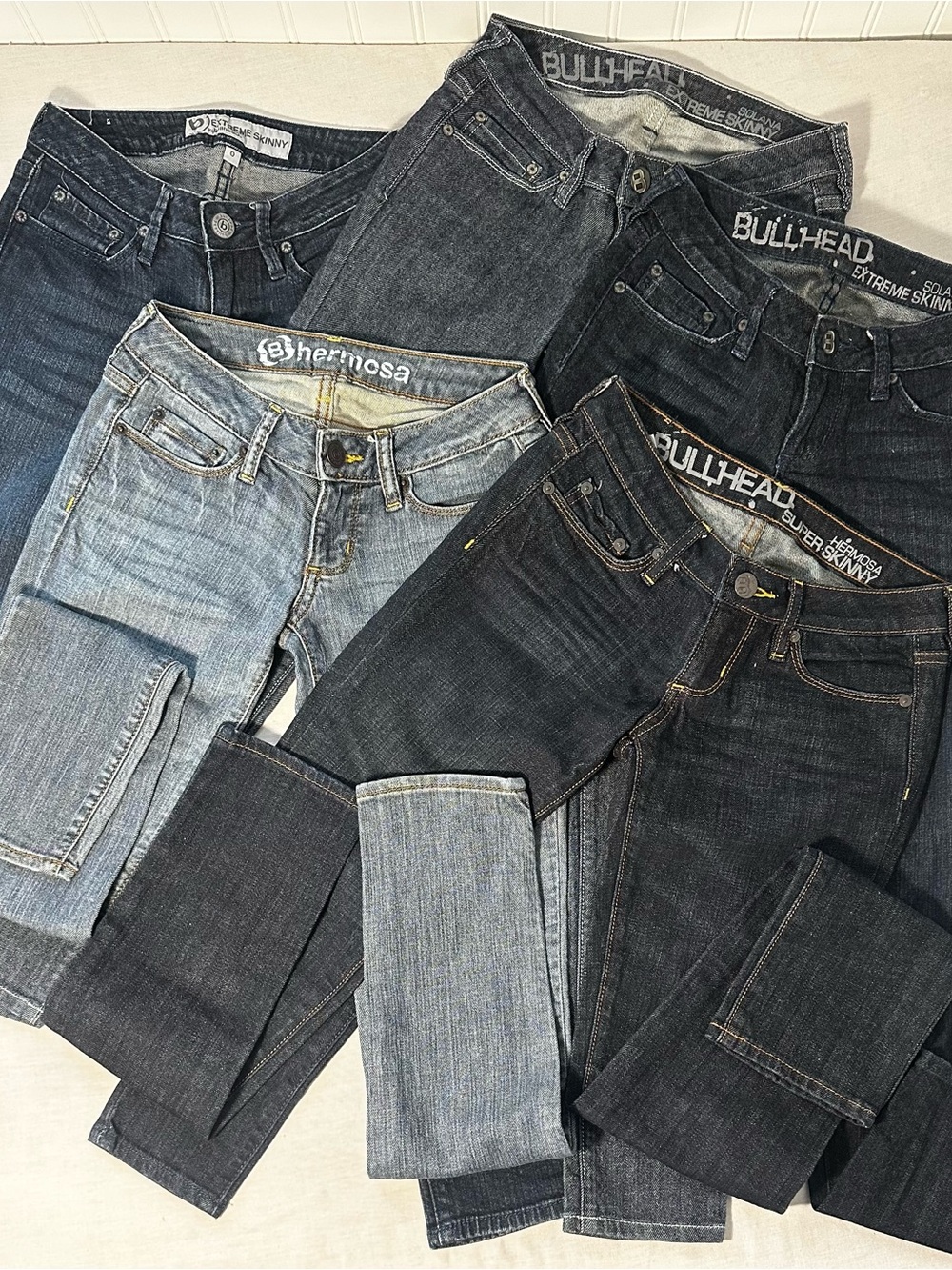 Vintage Y2K Bullhead Size 0, Jeans Lot of 5